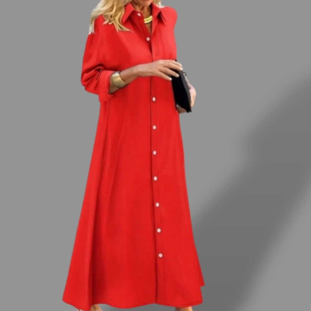 🛑BOGO FREE 🆕Chic Full Length Collared Shirt Dress
